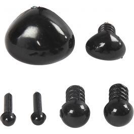 Eyes and snouts for modeling, black, D 3+6 mm, size 8x6+14x11 mm, 20 set/ 1 pack [HOB-78281]