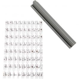 Rubber stamps set, white, letters, numbers, H: 6 mm, 1 set [HOB-78286]