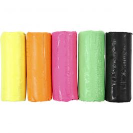 Soft Clay, neon colours, H: 9,5 cm, 400 g/ 1 bucket [HOB-78691]