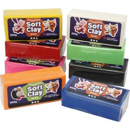 Soft Clay, assorted colours, size 13x6x4 cm, 8x500 g/ 1 pack [HOB-78695]
