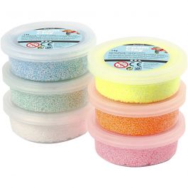 Foam Clay®, pastel colours, glitter, 6x14 g/ 1 pack [HOB-78812]