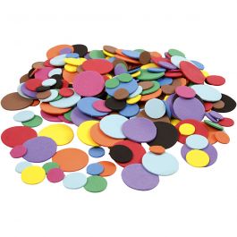 EVA Foam Circles, assorted colours, D 12+20+32 mm, 300 asstd./ 1 pack [HOB-790061]