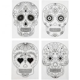 Shrink plastic sheets with motifs, matt transparent, Skulls, 10,5x14,5 cm, thickness 0,3 mm, 4 sheet/ 1 pack [HOB-79068]
