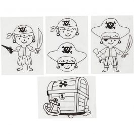 Shrink plastic sheets with motifs, matt transparent, pirates, 10,5x14,5 cm, thickness 0,3 mm, 4 sheet/ 1 pack [HOB-790710]