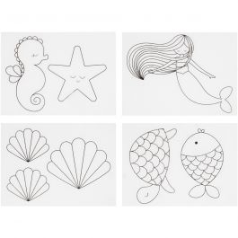 Shrink plastic sheets with motifs, matt transparent, mermaid, 10,5x14,5 cm, thickness 0,3 mm, 4 sheet/ 1 pack [HOB-790712]