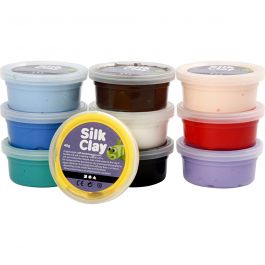 Silk Clay®, assorted colours, Basic 1, 10x40 g/ 1 pack [HOB-79143]