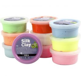 Silk Clay®, assorted colours, Basic 2, 10x40 g/ 1 pack [HOB-79146]