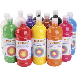 PRIMO school paint, assorted colours, matt, 12x1000 ml/ 1 pack [HOB-642197]