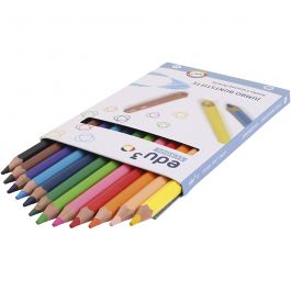 edu jumbo coloured pencils, assorted colours, thickness 10 mm, lead 5 mm, 12 pc/ 1 pack [HOB-409812]