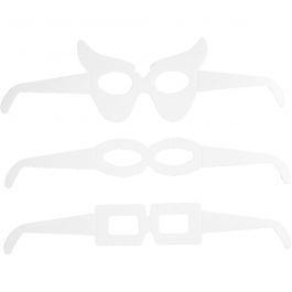 Novelty Glasses, white, H: 4,5-10 cm, L: 32 cm, 230 g, 16 pc/ 1 pack [HOB-95191]