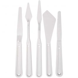 Palette Knives, white, L: 17-20 cm, W: 13-33 mm, 5 pc/ 1 pack [HOB-95222]