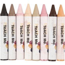 Wax Crayons, skin colours, L: 10 cm, D 15 mm, 8 pc/ 1 pack [HOB-95240]