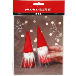 Mini Craft Kit, red, Christmas gnome, H: 12 cm, 1 pack [HOB-977401]