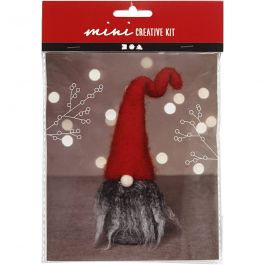 Mini Craft Kit, Christmas gnome w/grey beard, H: 13 cm, 1 pack [HOB-977403]