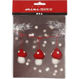 Mini Craft Kit, hanging toadstools on a string, H: 5.5 cm, 1 set [HOB-977406]