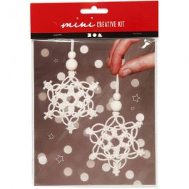 Mini Craft Kit, macramé snowflake, H: 10 cm, 1 pack [HOB-977409]