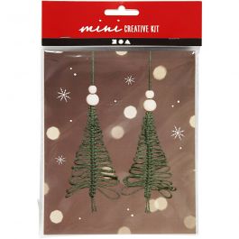 Mini Craft Kit, macramé Christmas tree, H: 11 cm, 1 pack [HOB-977411]