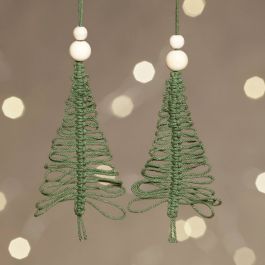 Mini Craft Kit, macramé Christmas tree, H: 11 cm, 1 pack [HOB-977411]