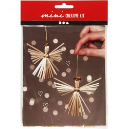 Mini Craft Kit, straw angel, H: 8 cm, 1 pack [HOB-977414]