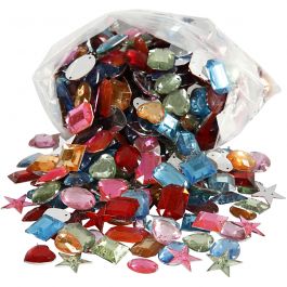 Rhinestones, assorted colours, size 15-17 mm, 210 g/ 1 pack [HOB-99227]