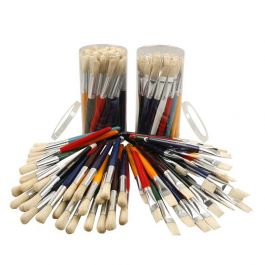 Kids Paint Brushes, round,flat, L: 19 cm, W: 15 mm, 60 pc/ 1 pack [HOB-99552]