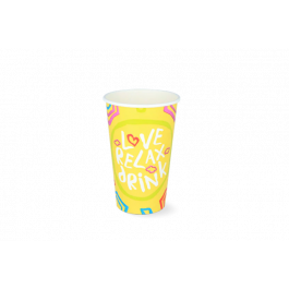 Milkshake cup Carton medium 450ml Ø9 cm 16oz Yellow FSC®Mix (500 pcs) [TK-9987534]