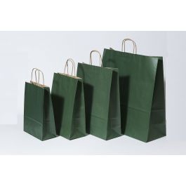 Paper Carrier Bags dark Green 26+12x35cm Kraft 90 grams (50 pieces) [PAM2635DKGR]