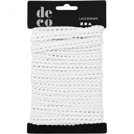 Crochet Lace Border , white, W: 10 mm, 10 m/ 1 roll [HOB41092]