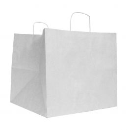 Record carrier Bags 33+33x33cm White (100 pcs) [FP-DPT1070]