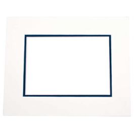 Mount Board Double thick Ivory/dark Blue 27.9x35.6cm with 19.4x24.5cm Window (10 pieces) [MD20034]