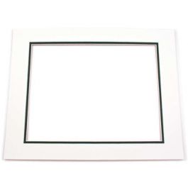 Mount Board Double thick Ivory/dark Green 27.9x35.6cm with 19.4x24.5cm Window (10 pieces) [MD20035]