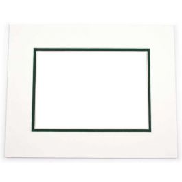 Mount Board Double thick White/dark Green 27.9x35.6cm with 20.6x27cm Window (10 pieces) [MD20211]