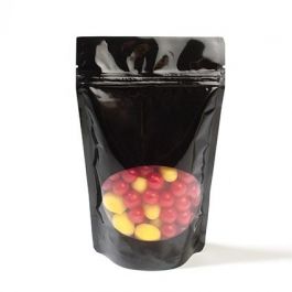 Stand Up Pouches Black with oval Window 23x12x34.5cm | 907 grams (100 pieces) [ZBGO6B]