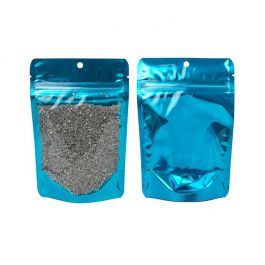 Stand Up Pouches Transparent/Blue 10,2x6x15,2cm With Hanghole (100 Pieces) [ZBGB2AM]