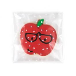 Frosted Plastic Bags 12,7x12,7 cm with Hearts Peal and Seal (100 pieces) [B55FH]