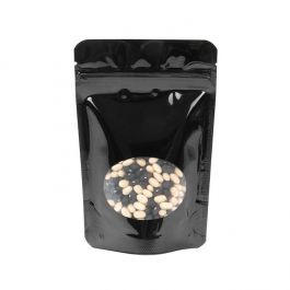 Stand Up Pouches Black with oval Window 10x6x15cm | 57 grams (100 pieces) [ZBGO2B]