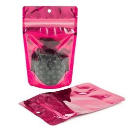 Stand Up Pouches Transparent/Fuchsia 10.2x6x15.2cm | 57 grams (100 pieces) [ZBGB2FS]