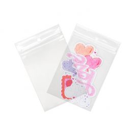 Grip Seal Bags with Hang hole 7.5x10cm Crystal Clear PP 100 micron (100 pieces) [Z4R34]