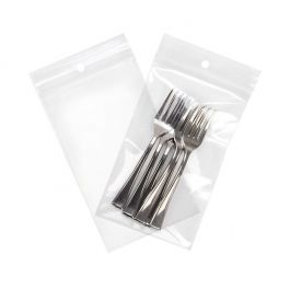 Grip Seal Bags with Hang hole 7.5x12.5cm Crystal Clear PP 100 micron (100 pieces) [Z4R35]