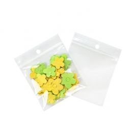 Grip Seal Bags with Hang hole 7.5x7.5cm Crystal Clear PP 50 micron (100 pieces) [ZR33]