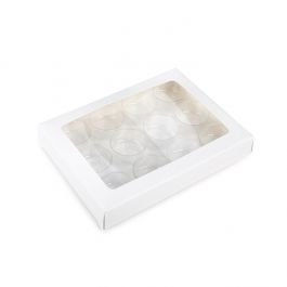 White Kraft Artisan Candy Box Set, Round Insert 10.2x2.1x13.8 cm (25 pieces) [CNDYR270W]