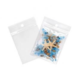 Grip Seal Bags with Hang hole 6.5x7.5cm Crystal Clear PP 100 micron (100 pieces) [Z4R2H3]