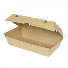 Take-away Boxes Cardboard with flap lid 24.8x13x7.5 cm Brown (200 pieces) [GB-DFC04325]