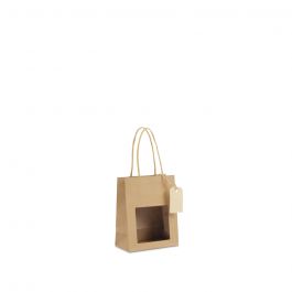 Gift bags with window and tag 11,5+6,4x14,5 cm Kraft (100 pcs) [FP-DPT097]
