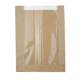 Strip window paper bags brown 20 + 5x26,7 cm (500 pieces) [GB-DRE02231]