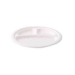 Sugar cane menu board Ø 22 cm, 3 compartments, round (500 pieces) [GB-DTW01465]