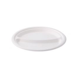 Sugar cane menu board Ø 22 cm, 2 compartments, round (500 pieces) [GB-DTW01471]