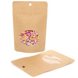 Stand Up Pouches Kraft Compostable 10.2x6x15.2cm with oval Window | 57 grams (100 pieces) [ZBGEO2K]