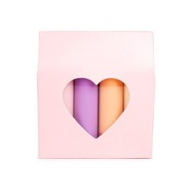Kraft Gift Boxes Pink with Heart Window 8,9x3,8x10,2 cm (25 pieces) [FS344]