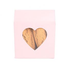Kraft Gift Boxes Pink with Heart Window 10,5x4,4x13,3 cm (25 pieces) [FS350]